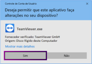 Imagem ilustrando a permissão de alterações no dispositivo no Windows