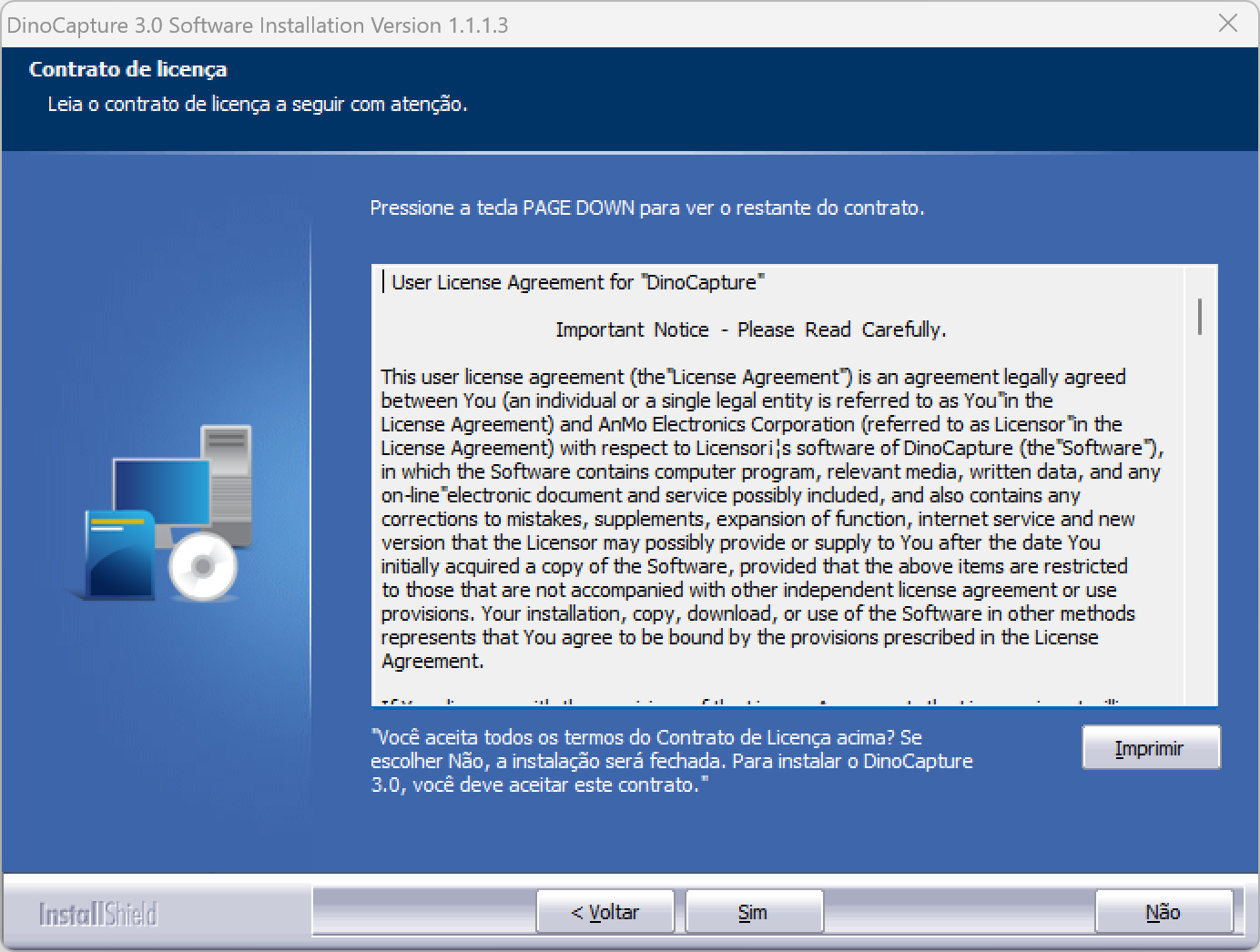 Página de download do DinoCapture